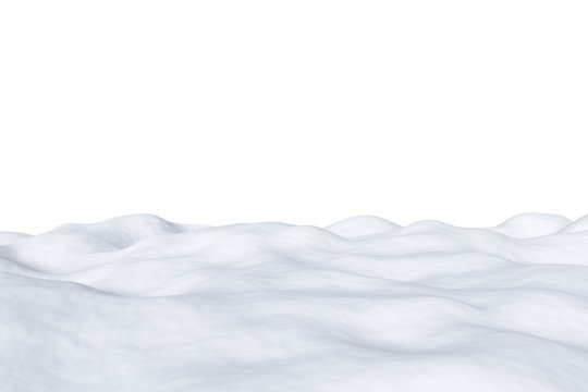 White snowy field isolated on white background