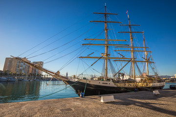 Nice view of Port of Malaga Spain