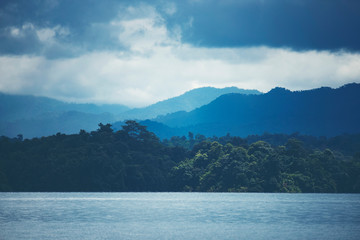Fototapeta na wymiar view of tropical forest with lake, Thailand