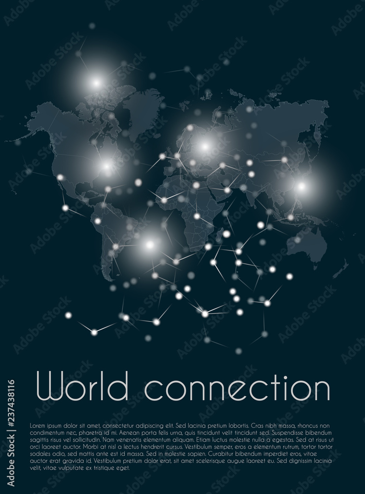 Wall mural global network connection. world map point and line composition concept of global business. vector i