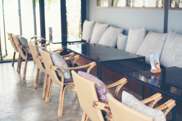 Dining table set in restaurant