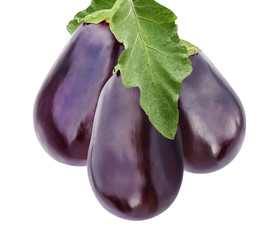 Aubergine or eggplant isolate on white background.