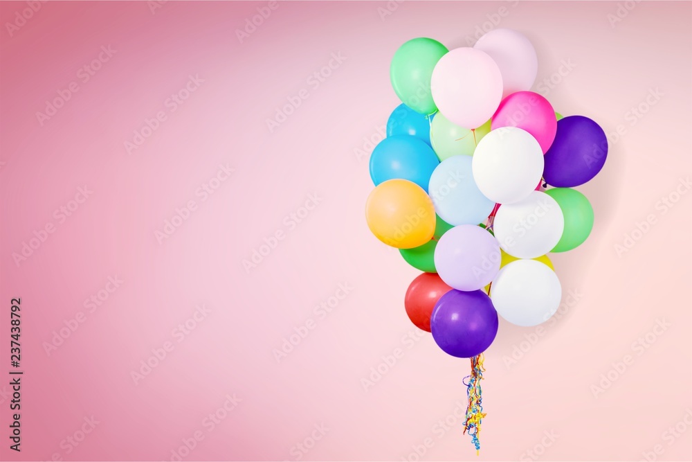 Poster Bunch of colorful balloons on light background