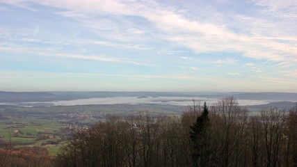 Blick vom Meißner Richtung Werra und Eschwege bei Inversionswetterlage