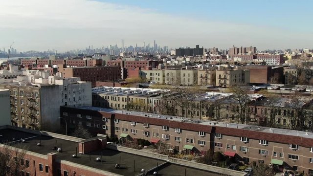 Aerial of The West Bronx and Subway, NYC