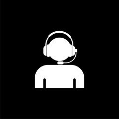 Customer support, customer service icon or logo on dark background