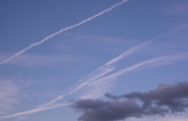Fototapeta na wymiar airplane leave a mark in the sky