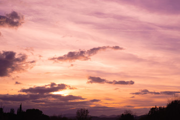 Fototapeta premium sunset in the sky over the landscape