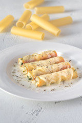 Cannelloni pasta stuffed with ricotta