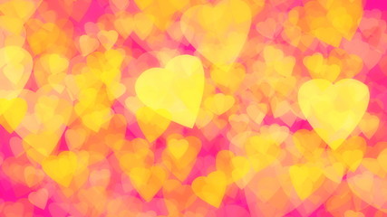 abstract background of gold yellow hearts plastic pink