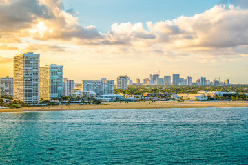 Fort Lauderdale skyline and beach landscape.