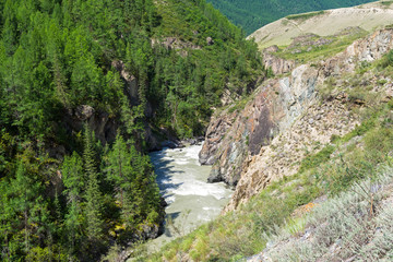 The Chuya River in a narrow canyon. Altai, Siberia, Russia.