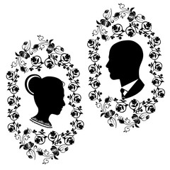 wedding silhouette with flourishes frame 5