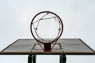 basketball hoop with an empty basket