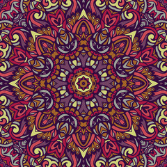 Tribal indian ethnic seamless design. Festive colorful mandala pattern