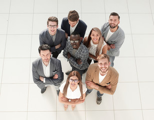 top view.successful multinational business team