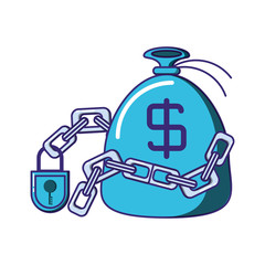 bag money with chain and padlock