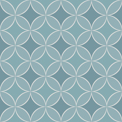 Seamless geometric pattern with abstract floral elements based on Arabic ornaments. Abstract geometric background in monochrome blue colors