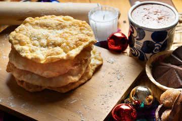 Mexican buñuelos with sugar