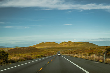 road in the mountains and blue sky