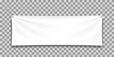 White mock up textile banner, isolated.