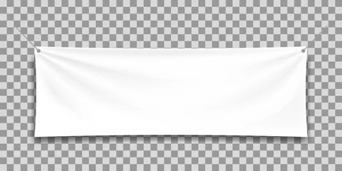Foto op Canvas White mock up textile banner, isolated. © Aliona Manakova