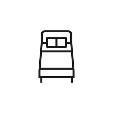 recommend clip art: Double bed line icon. Mattress, pillow, duvet. Furniture concept. Vector illustration can be used for topics like sleeping, hotel, comfort 
