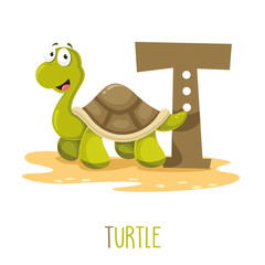 Obraz premium Vector Illustration Of Alphabet Letter T And Turtle