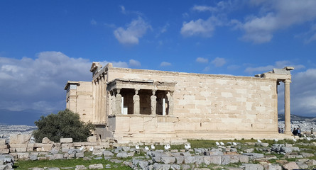 Ruins of the Temple of Erechtheion on Acropolis, Athens, Greece
