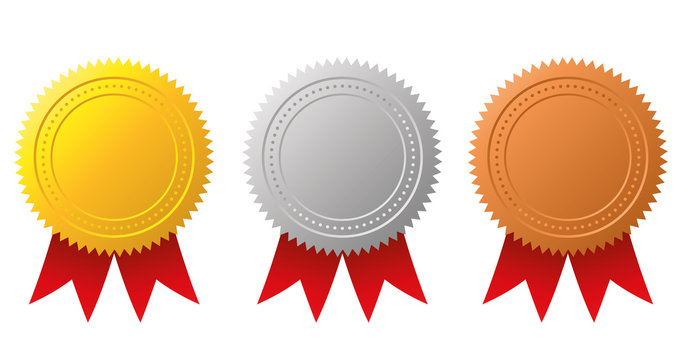 Award Medals-gold, Silver And Bronze. Gold Seal. Vector