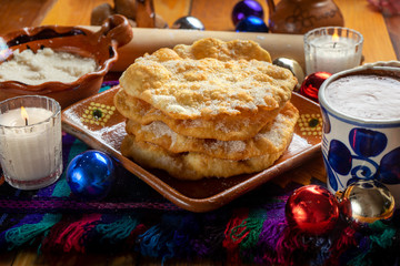 Mexican buñuelos with sugar