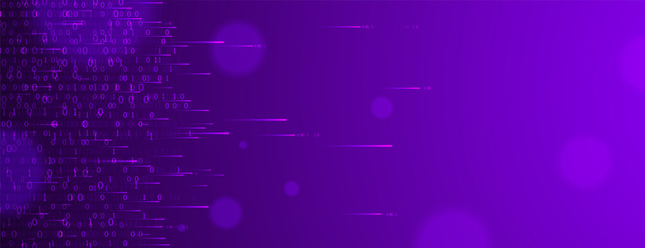 Technology background. Binary computer code. Big data concept. Vector illustration.