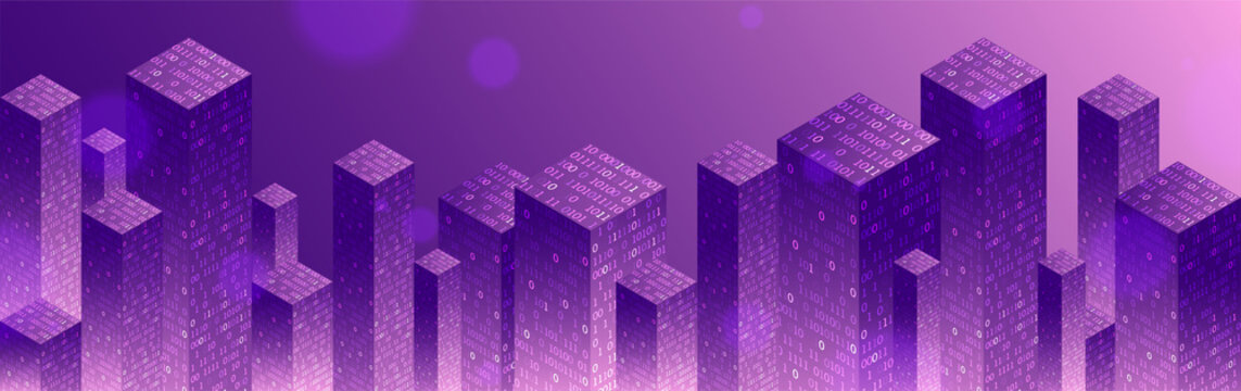 Technology background. Big data concept. Binary computer code.  Vector illustration.