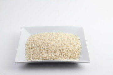 One bowl with rice isolated on white background