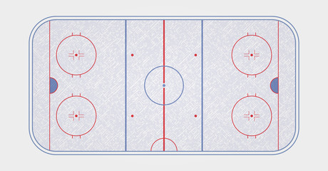 Vector of ice hockey rink. Textures blue ice. Ice rink. top view.