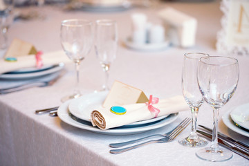Beautiful table setting, close up