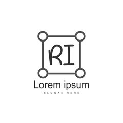 RI Logo template design. Initial letter logo design