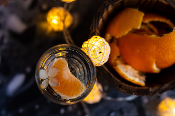 orange tangerines on the table