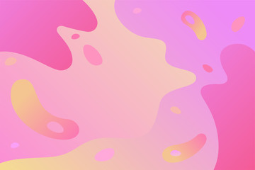 Fluid gradient background Vector template in cartoon style Composition with different abstract shapes, oval elements in warm gradient colours