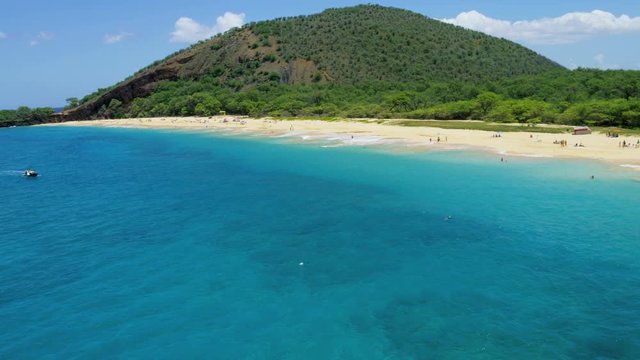 Aerial coastline view Makena beach State Park Maui
