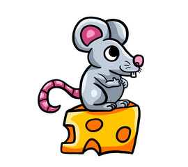 Happy Mouse On Cheese