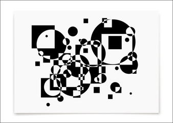 Abstract Vector Composition of black and white simple forms for interior print