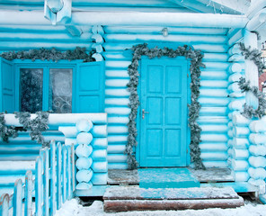 Decorating facade of house for the Christmas Holidays