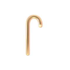 Realistic gold Christmas Candy Cane icon. Festive golden design element for New Year and Xmas celebration.