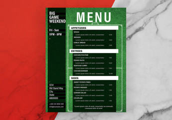 Menu Layout with Green Turf Element
