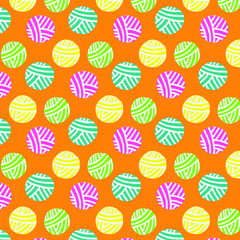 Festive Carnival Yarn Dots Seamless Pattern Design Illustration