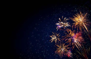 Abstract colored firework background . New Year background.