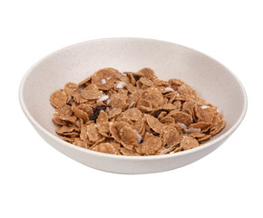 organic cereal in beige bowl isolated on the white