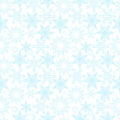 Snowflakes seamless pattern. New Years snow endless background, winter repeating texture Christmas backdrop. Vector illustration