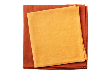 Stack of two colorful textile napkins on white